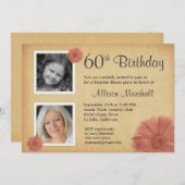 60e verjaardag Rustic Daisy 2 Foto nodigt uit Kaart (Voorkant / Achterkant)