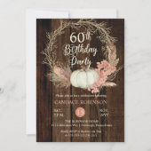 60e verjaardag - Rustic Pumpkin Pampas Wreath Kaart (Voorkant)