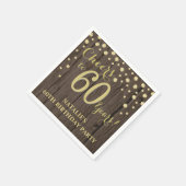 60e verjaardag Rustic Wood en Gold Diamond N Servet (Hoek)