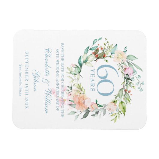 60e verjaardag Save the Date Country Roses Magneet (Horizontaal)