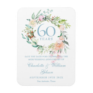 60e verjaardag Save the Date Country Roses Magneet
