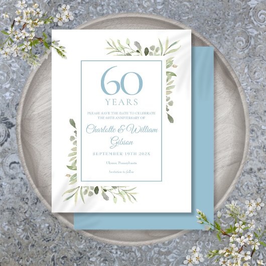 60e verjaardag Save the Date groen Briefkaart