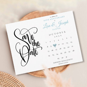 60e verjaardag Save the Date kalender Liefdeshart Briefkaart