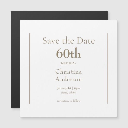 60e verjaardag Save the Date Magnetische Uitnodiging (Voorkant / Achterkant)