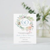60e verjaardag Save the Date rozen groen Briefkaart (Staand voorkant)