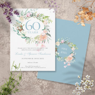 60e verjaardag Save the Date Rozen Guirlande Kaart