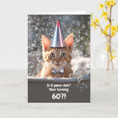 60e verjaardag Schattige en grappig kitten in bubb Kaart (Gele Bloem)
