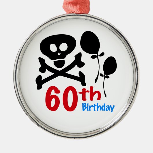 60e verjaardag schedelbeenderen metalen ornament (Voorkant)