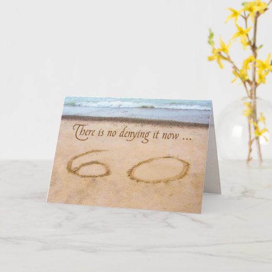 60e verjaardag Schrijven in Sand Seashore Kaart (Gele Bloem)