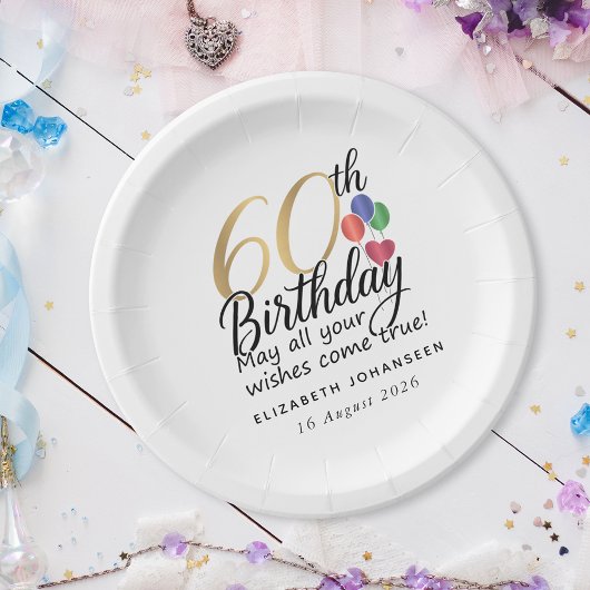 60e Verjaardag Script Gold Typografie Modern Feest Papieren Bordje