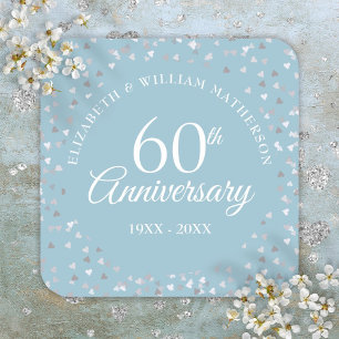 60e verjaardag Script Love Hearts Confetti Vierkante Sticker
