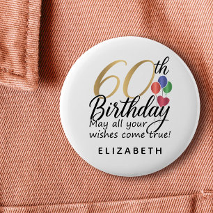 60e verjaardag script typografie mijlpaal klassiek ronde button 5,7 cm