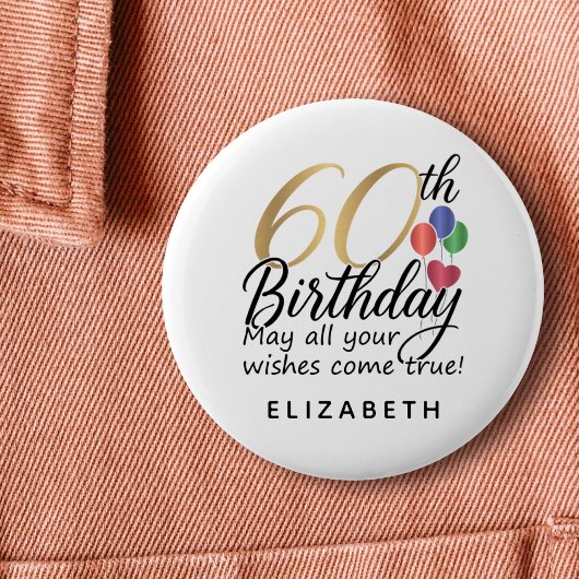 60e verjaardag script typografie mijlpaal klassiek ronde button 5,7 cm