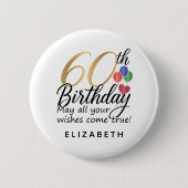 60e verjaardag script typografie mijlpaal klassiek ronde button 5,7 cm (Voorkant)