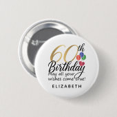 60e verjaardag script typografie mijlpaal klassiek ronde button 5,7 cm (Voorkant /achterkant)