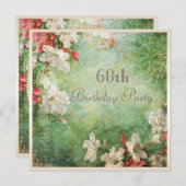 60e verjaardag Shabby Chic Hibiscus Flowers Kaart (Voorkant / Achterkant)