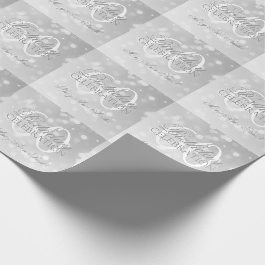 60e verjaardag Silver Bokeh Sparkle Lights Cadeaupapier (Hoek)