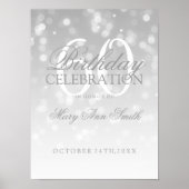 60e verjaardag Silver Bokeh Sparkle Lights Poster (Voorkant)