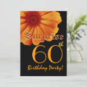 60e verjaardag Sjabloon Gold Oranje Daisy Kaart (Staand voorkant)