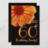 60e verjaardag Sjabloon Gold Oranje Daisy Kaart (Voorkant / Achterkant)