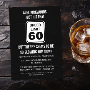 60e verjaardag snelheidslimiet 60 partij kaart