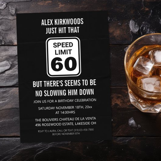 60e verjaardag snelheidslimiet 60 partij kaart