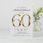 60e verjaardag Solid Gold Light Grey Elegant Class Kaart (Staand voorkant)