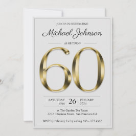 60e verjaardag Solid Gold Light Grey Elegant Class Kaart