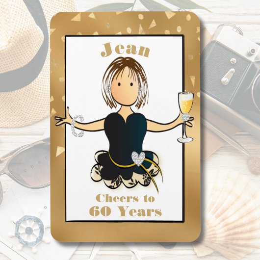 60e Verjaardag Sparkle Funny Cheers naar 60 Cartoo Magneet