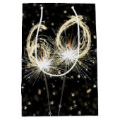 60e verjaardag Sparklers op zwart met sterren Medium Cadeauzakje (Voorkant)