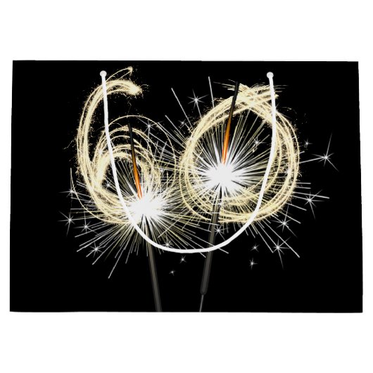 60e verjaardag Sparklers op zwarte grote geschenkz Groot Cadeauzakje (Voorkant)