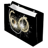 60e verjaardag Sparklers op zwarte grote geschenkz Groot Cadeauzakje (Voorkant Gekanteld)