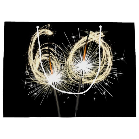 60e verjaardag Sparklers op zwarte grote geschenkz Groot Cadeauzakje (Achterkant)