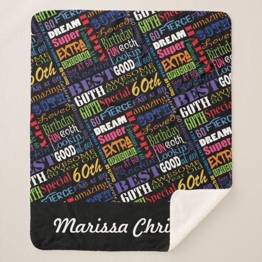 60e verjaardag Speciaal gepersonaliseerd monogram Sherpa Deken (Voorkant)
