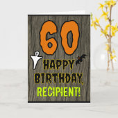 60e verjaardag: Spooky Halloween Thema, aangepaste Kaart (Gele Bloem)