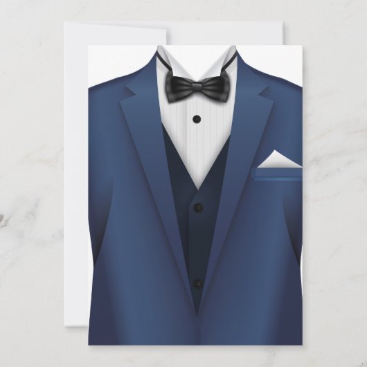 60e verjaardag Spy Suit Navy stropdas Gold Invitat Kaart (Achterkant)