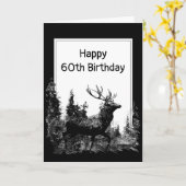 60e verjaardag  Stag Deer Animal Kaart (Gele Bloem)