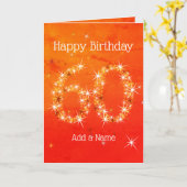 60e verjaardag - Star Number Red Oranje Glow Age 6 Kaart (Gele Bloem)