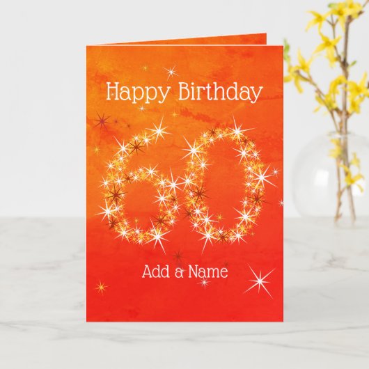 60e verjaardag - Star Number Red Oranje Glow Age 6 Kaart (Gele Bloem)