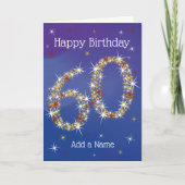 60e verjaardag - Sterrennummers - blauw - 60 jaar  Kaart (Voorkant)