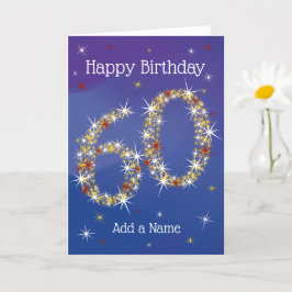 60e verjaardag - Sterrennummers - blauw - 60 jaar  Kaart
