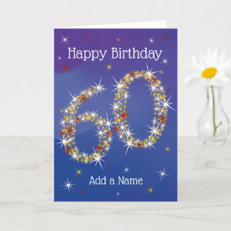 60e verjaardag - Sterrennummers - blauw - 60 jaar Kaart