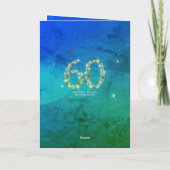 60e verjaardag - Sterrennummers - Blauw groen - 60 Kaart (Achterkant)