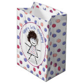 60e verjaardag 'Stick Girl' op pooldots Medium Cadeauzakje (Voorkant Gekanteld)