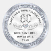 60e Verjaardag Stickers voor Favors, of Jubileum (Voorkant)