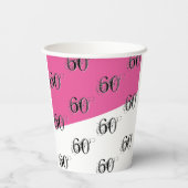 60e verjaardag Stijlvol Roze Gepersonaliseerd Papieren Bekers (Achterkant)