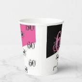 60e verjaardag Stijlvol Roze Gepersonaliseerd Papieren Bekers (Rechts)
