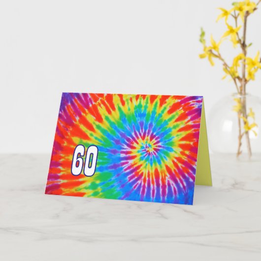 60e verjaardag Stropdas-kleurstof Kaart Groovy (Gele Bloem)