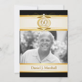 60e verjaardag Surpise Party - Black Gold Monogram Kaart (Voorkant)