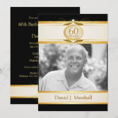 60e verjaardag Surpise Party - Black Gold Monogram Kaart (Voorkant / Achterkant)